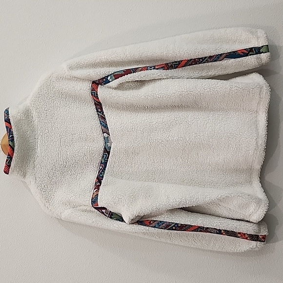 Hooey Sherpa Pullover White with Aztec Accents - Picture 8 of 11